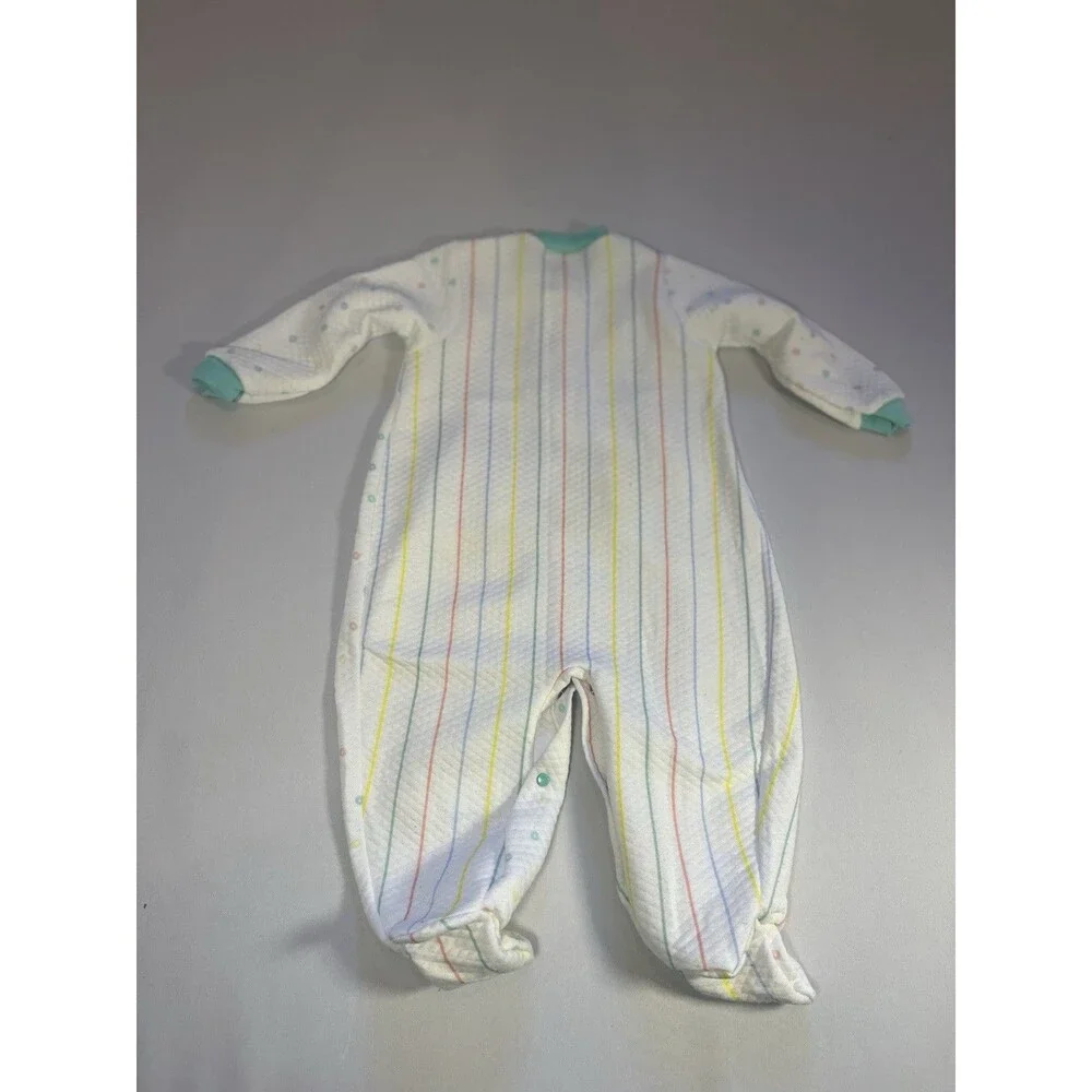 Vintage Carter’s Quilted Baby Sleeper One-Piece Pastel Stripe Footed - Picture 10 of 12